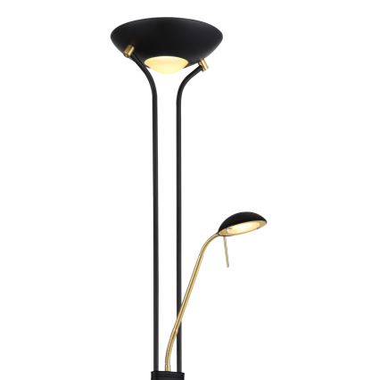 Globo - LED Stmievateľná stojacia lampa LED/20W/230V + LED/5,5W 3000K čierna/zlatá