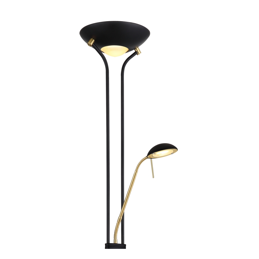 Globo - LED Stmievateľná stojacia lampa LED/20W/230V + LED/5,5W 3000K čierna/zlatá