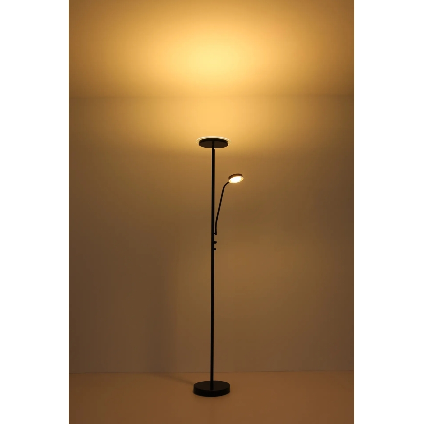 Globo - LED Stmievateľná stojacia lampa LED/18,5W/230V + LED/4,5W 3000K čierna