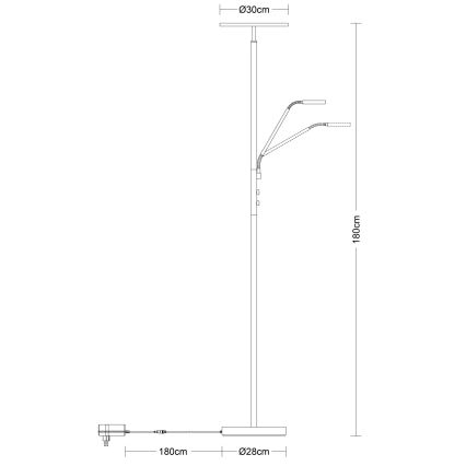 Globo - stmievateľná stojacia lampa LED/28W/230V + LED/5W 3000K čierna