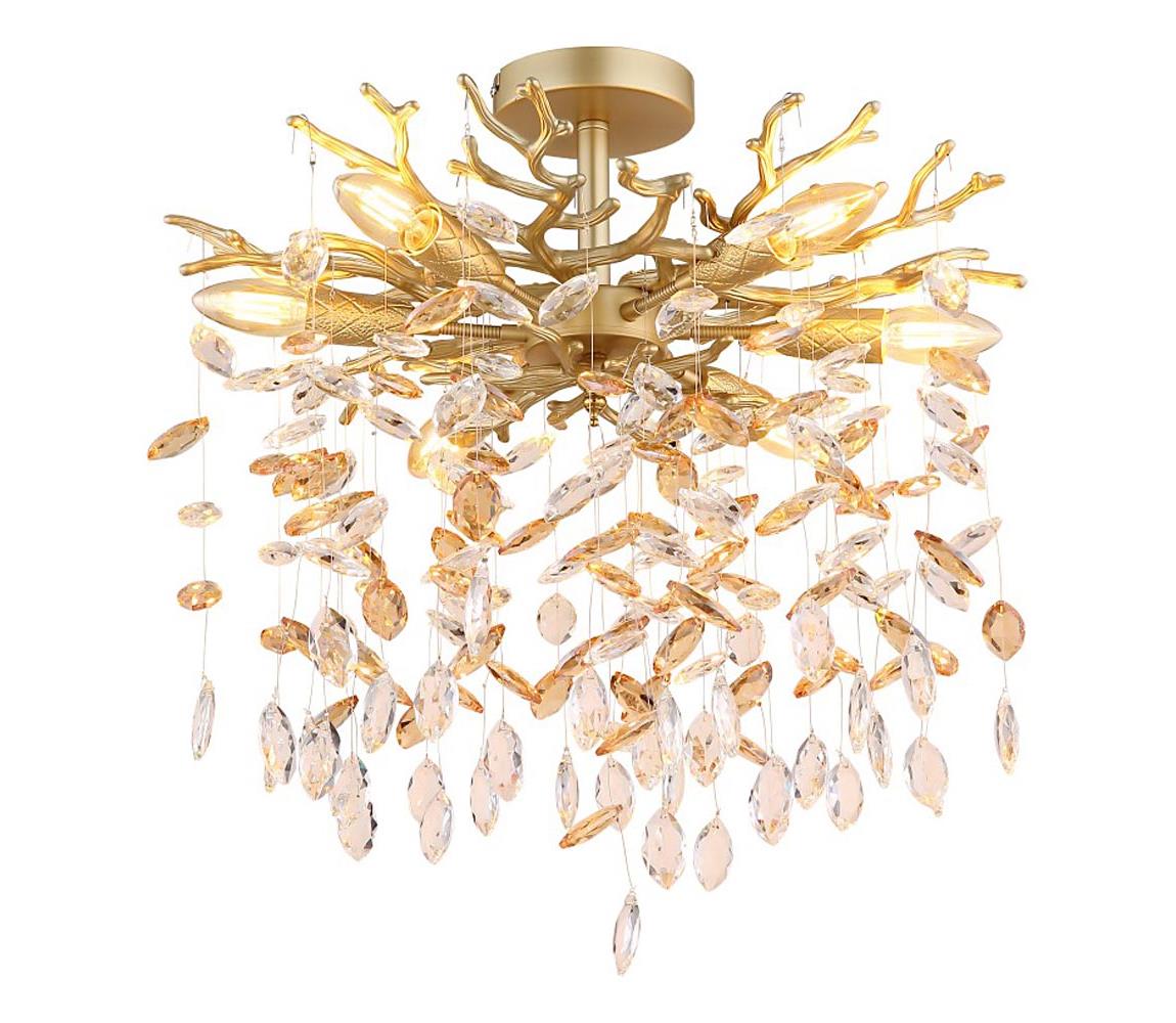 Globo 64138DG - Luster na tyči QUEENA 6xE14/40W/230V zlatá 64138DG