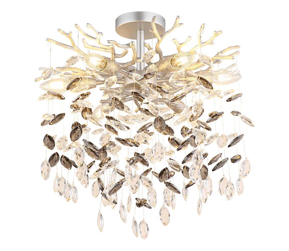 Globo 64138DS - Luster na tyči QUEENA 6xE14/40W/230V strieborný 64138DS
