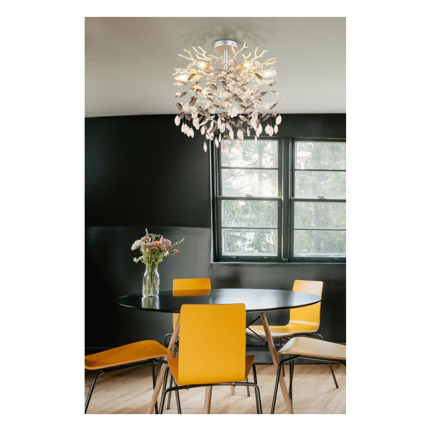 Globo - Luster na tyči 6xE14/40W/230V strieborná