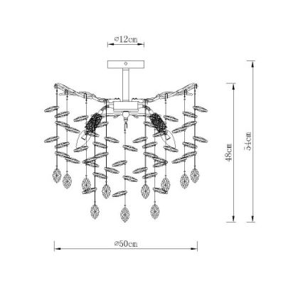 Globo - Luster na tyči 6xE14/40W/230V strieborná