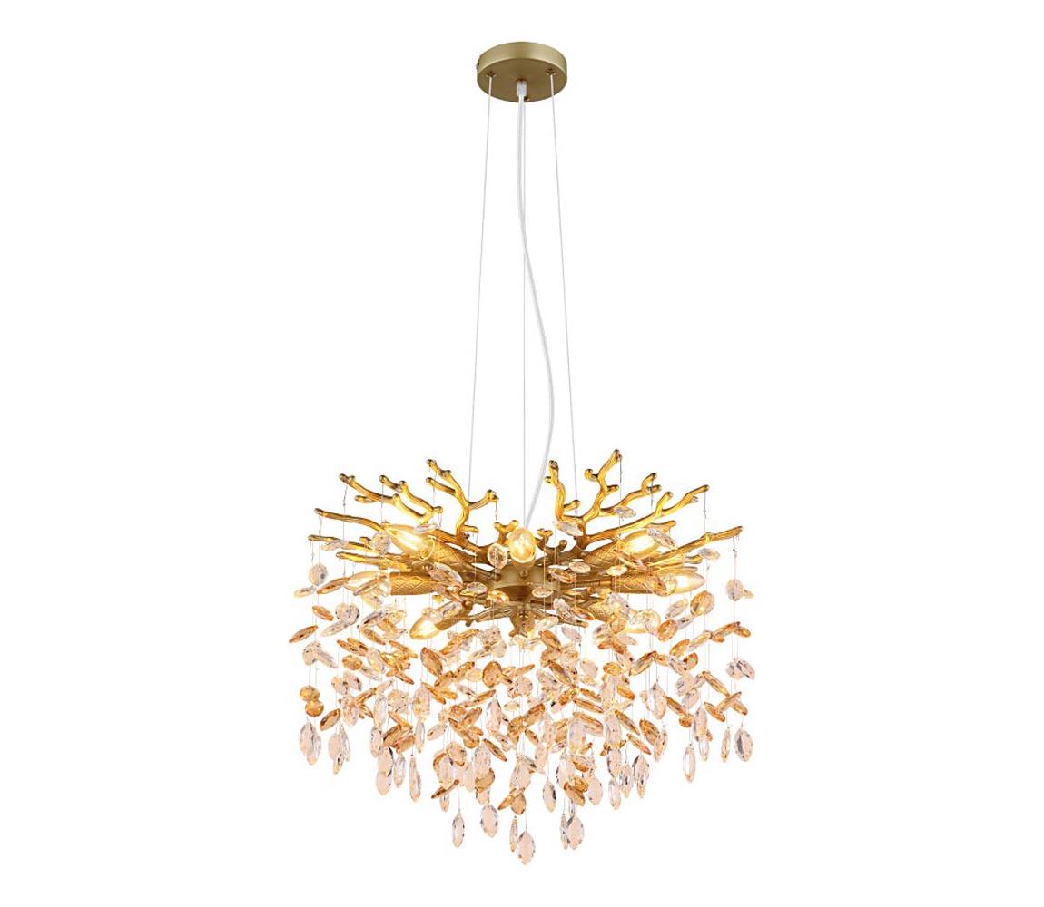 Globo 64138H1G - Závesný luster QUEENA na lanku 8xE14/40W/230V zlatý 64138H1G