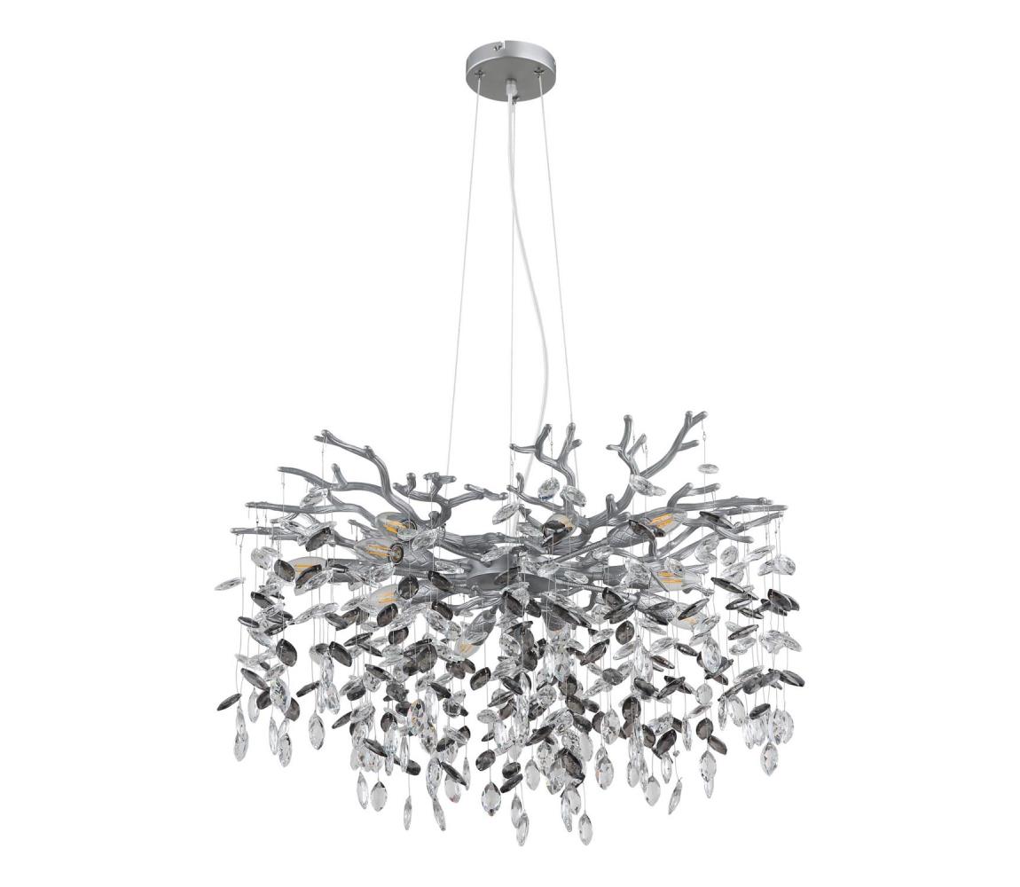 Globo 64138H2S - Luster na lanku QUEENA 10xE14/40W/230V strieborná 64138H2S
