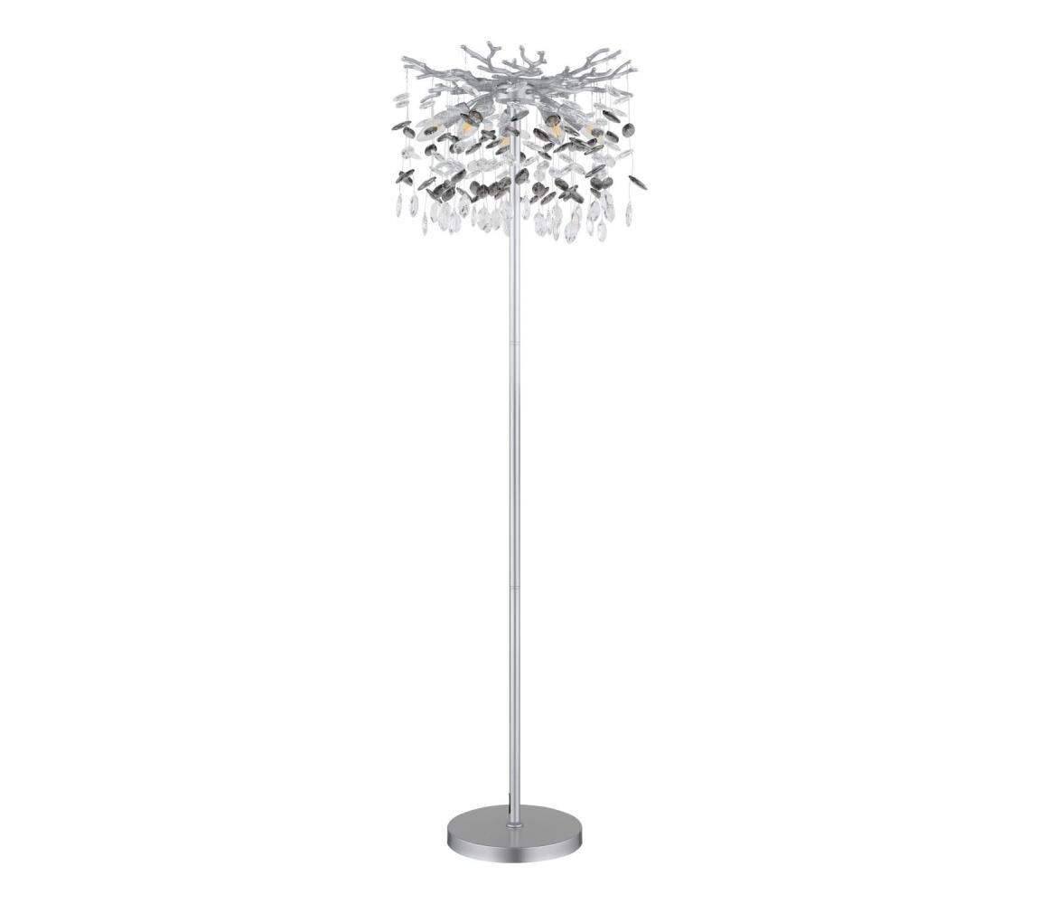 Globo 64138SS - Stojacia lampa QUEENA 5xE14/40W/230V strieborná 64138SS