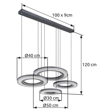 Globo - LED Stmievateľný luster na lanku LED/80W/230V 2700-6000K čierna + diaľkové ovládanie