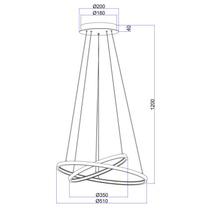 Globo - LED Stmievateľný luster na lanku 2xLED/21W/230V