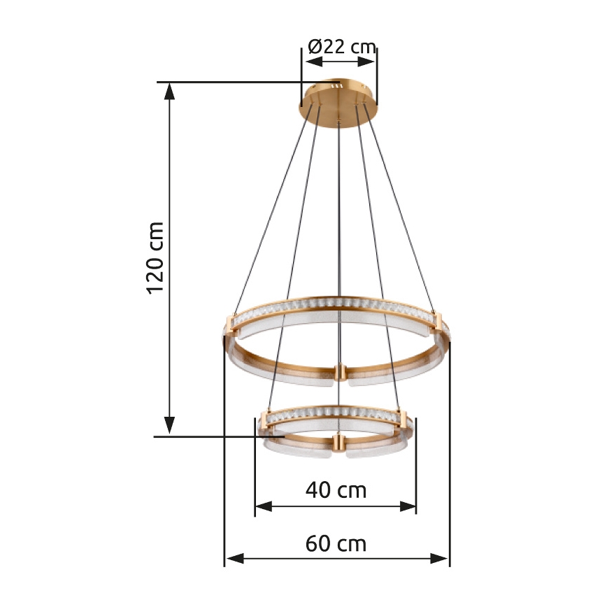 Globo - LED Stmievateľný krištáľový luster na lanku LED/78W/230V 2700K-6000K + diaľkové ovládanie