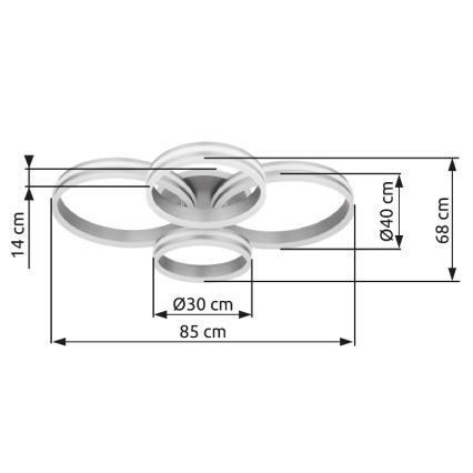 Globo - LED stropné stmievateľné svietidlo LED/90W/230V 2700-6000K 68x85 cm + diaľkové ovládanie