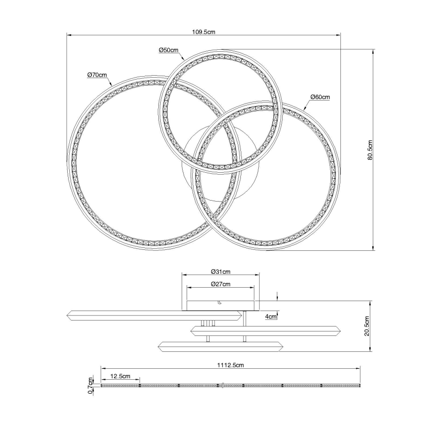 Globo - LED stmievateľné stropné svietidlo LED/72W/230V 2700-6000K 50x75 cm + diaľkové ovládanie