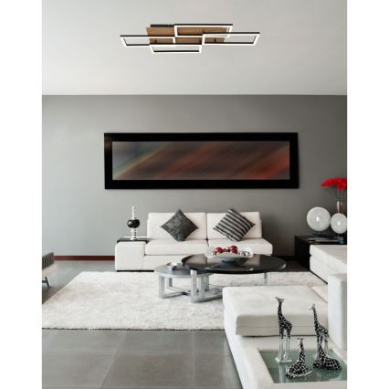 Globo - LED stmievateľné stropné svietidlo LED/40W/230V 2700-6500K 32,5x87,5 cm hnedá/čierna + diaľkové ovládanie