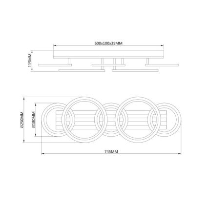 Globo - LED stropné svietidlo LED/34W/230V 3000/4200/600K 25x74,5 cm