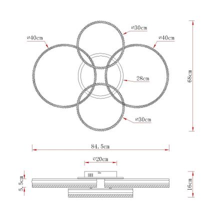 Globo - stmievateľné LED stropné svietidlo LED/90W/230V 2700-6000K strieborné + diaľkové ovládanie