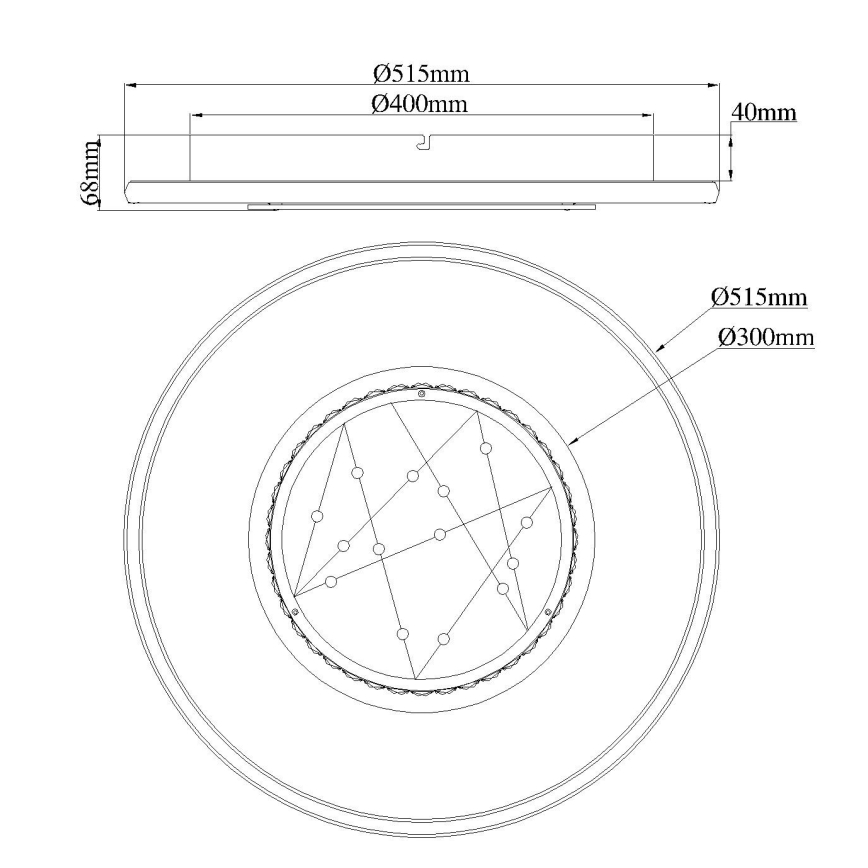 Globo - LED stropné svietidlo LED/40W/230V 3000/4000/6000K pr. 51,5 cm čierna