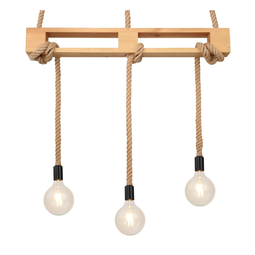 Globo - Luster na lanku 3xE27/60W/230V borovica