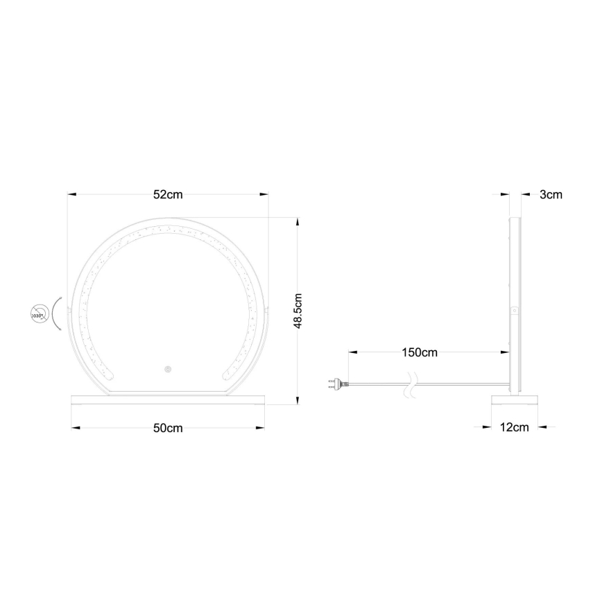 Globo - LED Stmievateľné nástenné zrkadlo s podsvietením LED/10W/230V 2700/4000/6500K 12x48,5 cm