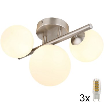 Globo - LED Prisadený luster RIHA 3xG9/3,5W/230V matný chróm