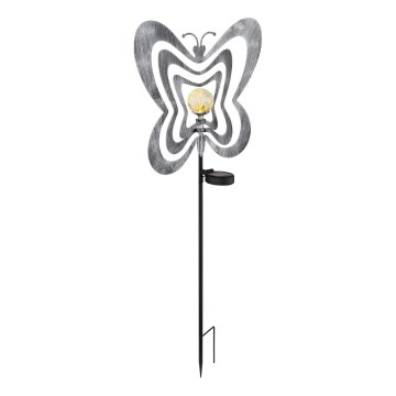 Globo - LED Solárne svietidlo LED/3V IP44 300 mAh strieborný motýľ