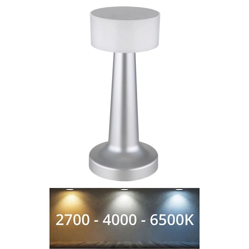 Globo - LED Stmievateľná dotyková stolná lampa LED/1W/3,7V 2700K/4000K/6500K 800 mAh USB matný chróm