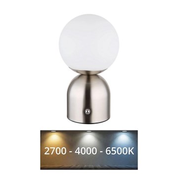 Globo - LED Stmievateľná dotyková stolná lampa LED/2,5W/3,7V 2700K/4000K/6500K 1800 mAh USB matný chróm