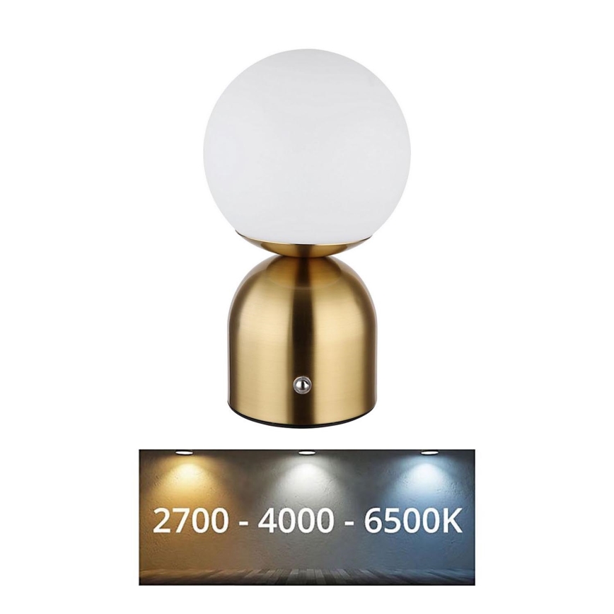 Globo - LED Stmievateľná dotyková stolná lampa LED/2,5W/3,7V 2700K/4000K/6500K 1800 mAh USB mosadz
