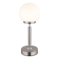 Globo - LED Stmievateľná nabíjacia dotyková stolná lampa LED/2,5W/5V 1800mAh 2700/4000/6500K matný chróm