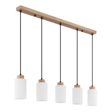 Globo - Luster na lankách 5xE27/60W/230V béžová/biela