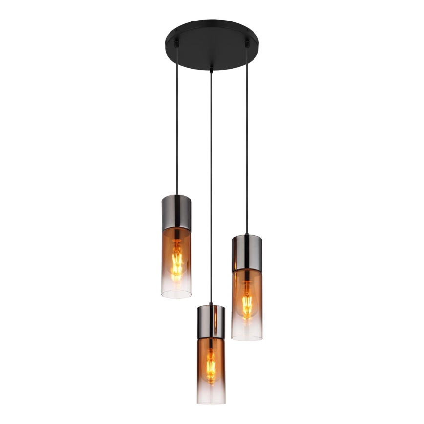 Globo - Luster na lanku 3xE27/25W/230V čierna/medená