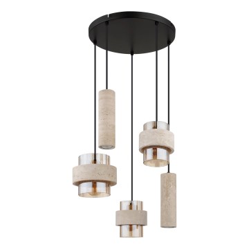 Globo - Závesný luster na lanku 3xE27/40W/230V + 2xGU10/10W travertín