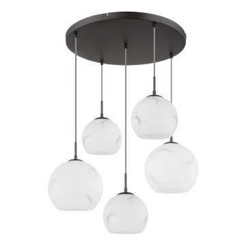 Globo - Závesný luster na lanku, 5 × E27, max. 60 W, 230 V, priemer 75 cm