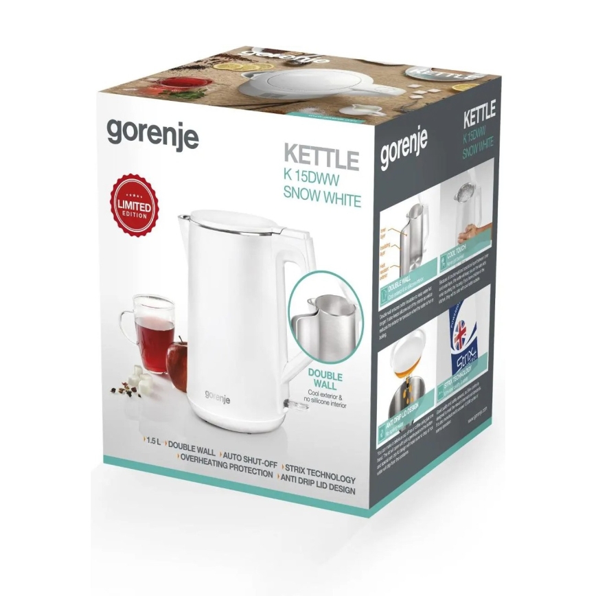 GORENJE K15DWW - Rýchlovarná kanvica 1,5 l 2200W/230V biela