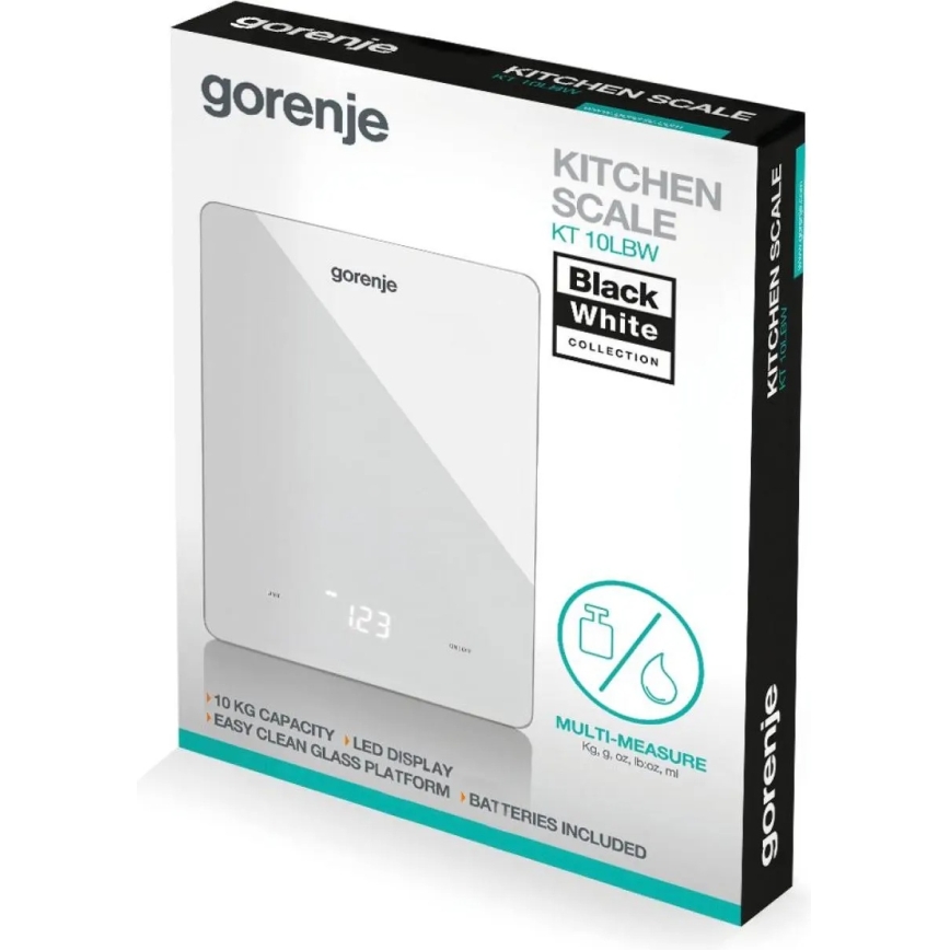 GORENJE KT10LBW - Digitálna kuchynská váha 3xAAA biela