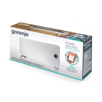 GORENJE OPTIHEAT 2000EWP - Inteligentný elektrický priamotop/konvektor 2000W IP44 Wi-Fi biela