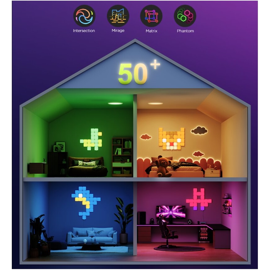 Govee - 10x inteligentný mini RGBIC panel Wi-Fi