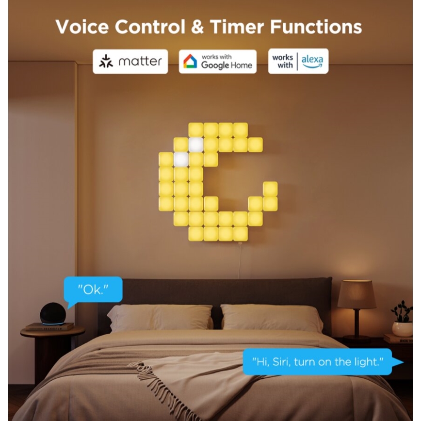 Govee - 10x inteligentný mini RGBIC panel Wi-Fi