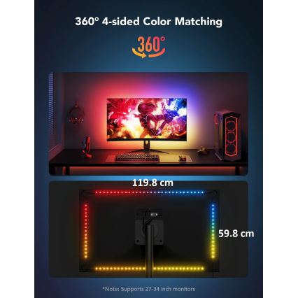 Govee - Dreamview G1 Smart LED RGBIC podsvietenie monitora 27-34" Wi-Fi