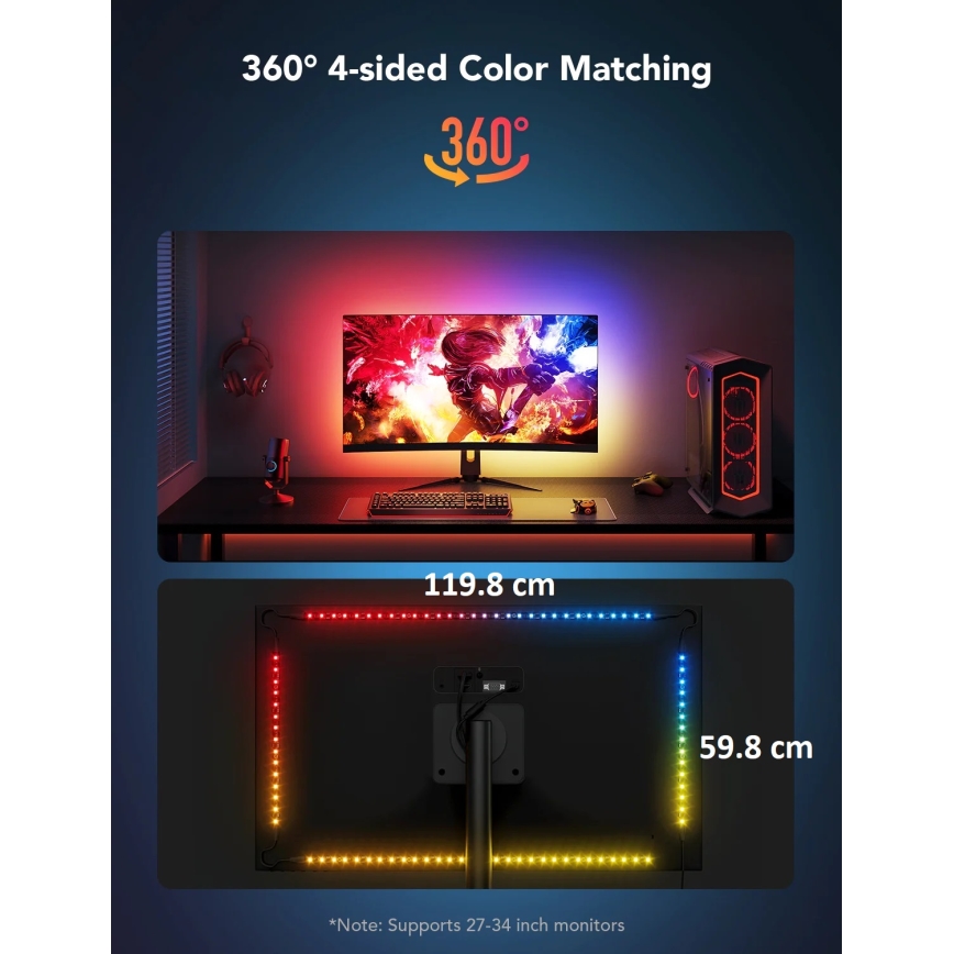 Govee - Dreamview G1 Smart LED RGBIC podsvietenie monitora 27-34" Wi-Fi