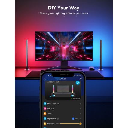 Govee - Inteligentné herné Wi-Fi LED panely + inteligentný duálny biely Wi-Fi ovládač