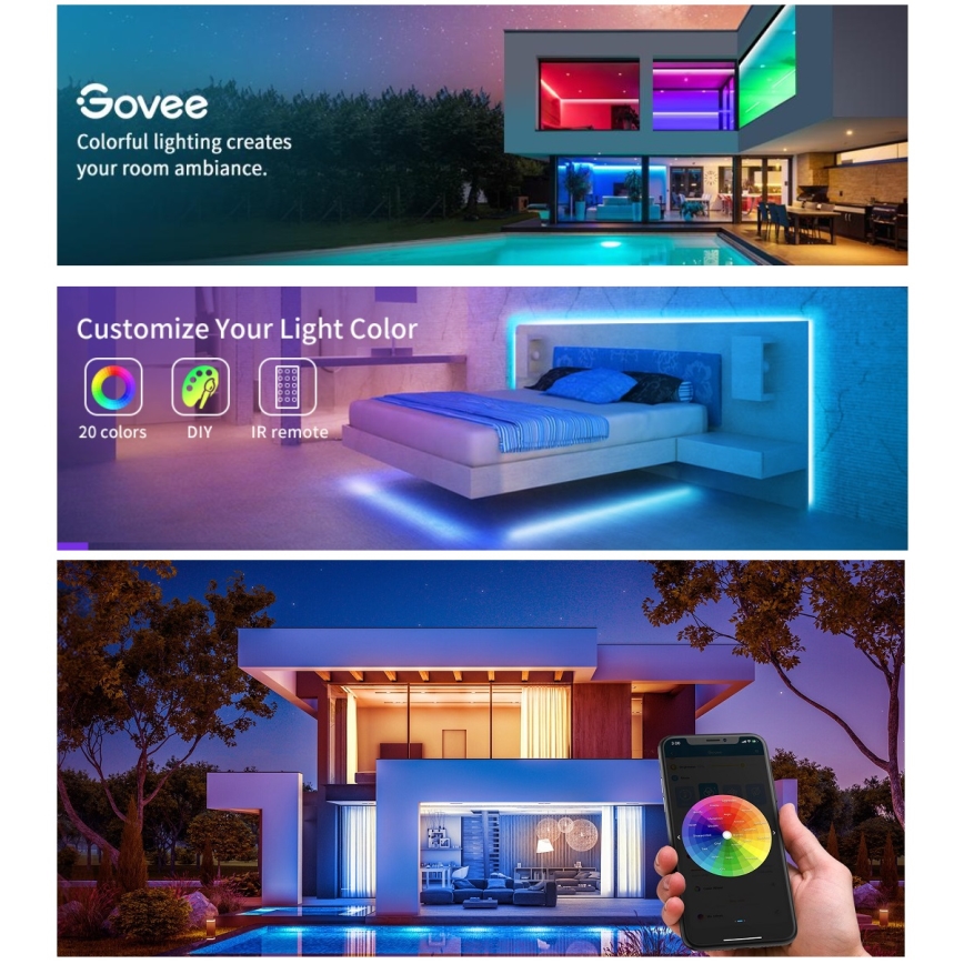Govee - LED RGB Stmievateľný pásik SMART LED/36W/24V 10m Wi-Fi