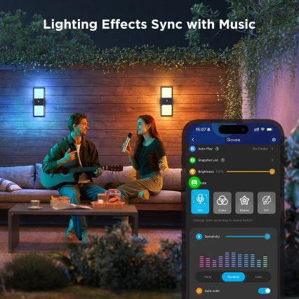 Govee - LED RGBIC Stmievateľné vonkajšie nástenné svietidlo so senzorom LED/230V IP65 2700-6500K Wi-Fi