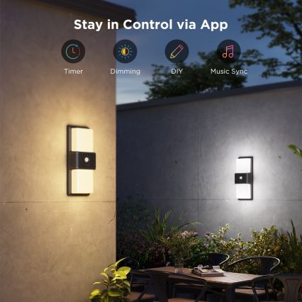 Govee - LED RGBIC Stmievateľné vonkajšie nástenné svietidlo so senzorom LED/230V IP65 2700-6500K Wi-Fi