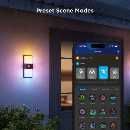 Govee - LED RGBIC Stmievateľné vonkajšie nástenné svietidlo so senzorom LED/230V IP65 2700-6500K Wi-Fi
