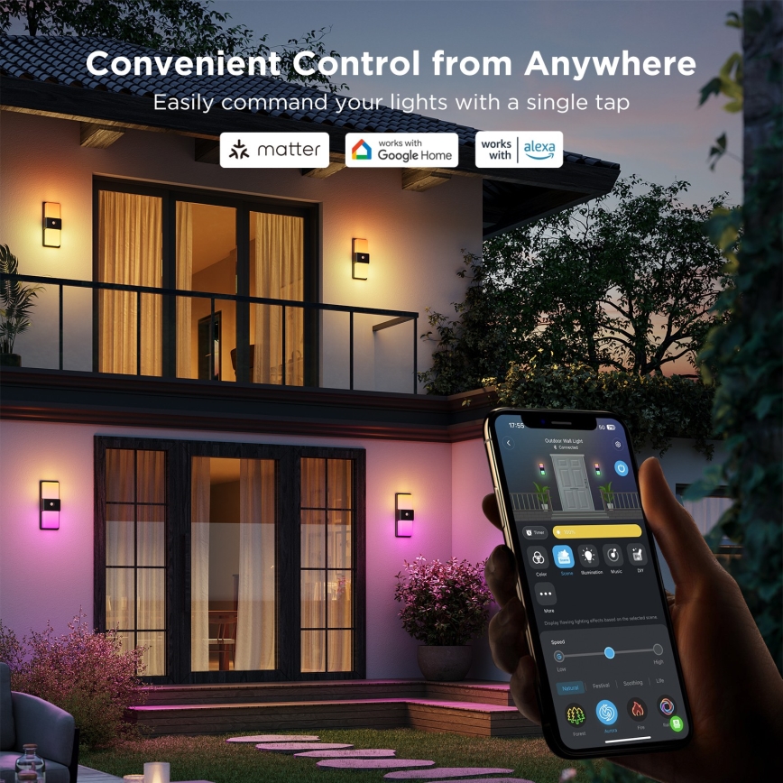Govee - LED RGBIC Stmievateľné vonkajšie nástenné svietidlo so senzorom LED/230V IP65 2700-6500K Wi-Fi