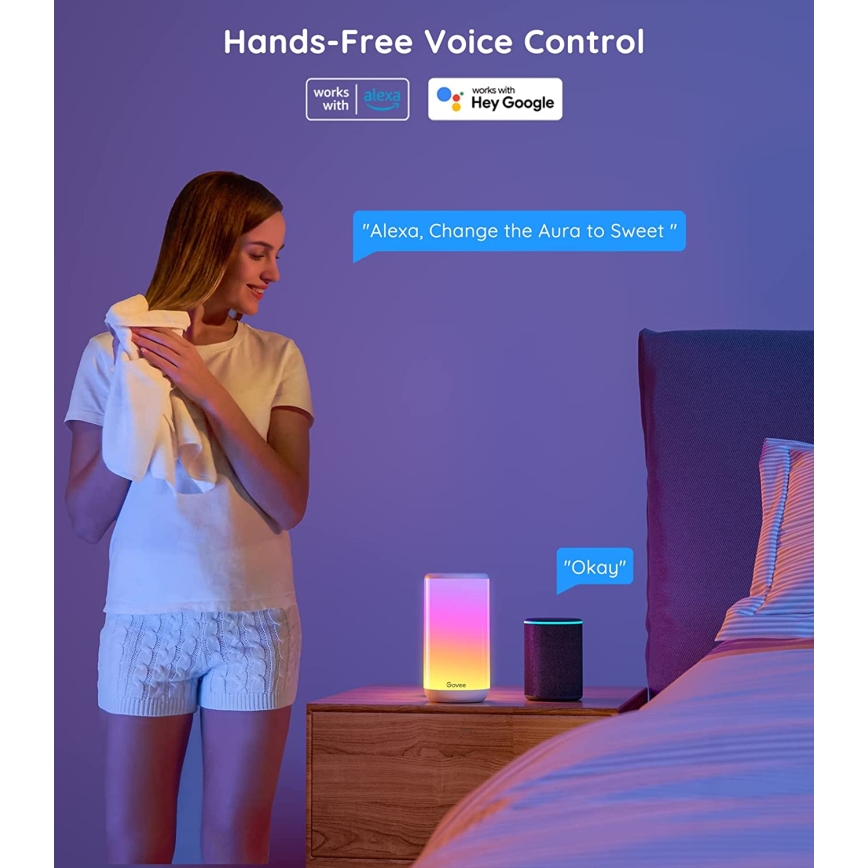 Govee - LED RGBIC Stmievateľná stolná lampa AURA 2 2200-6500K Wi-Fi Matter