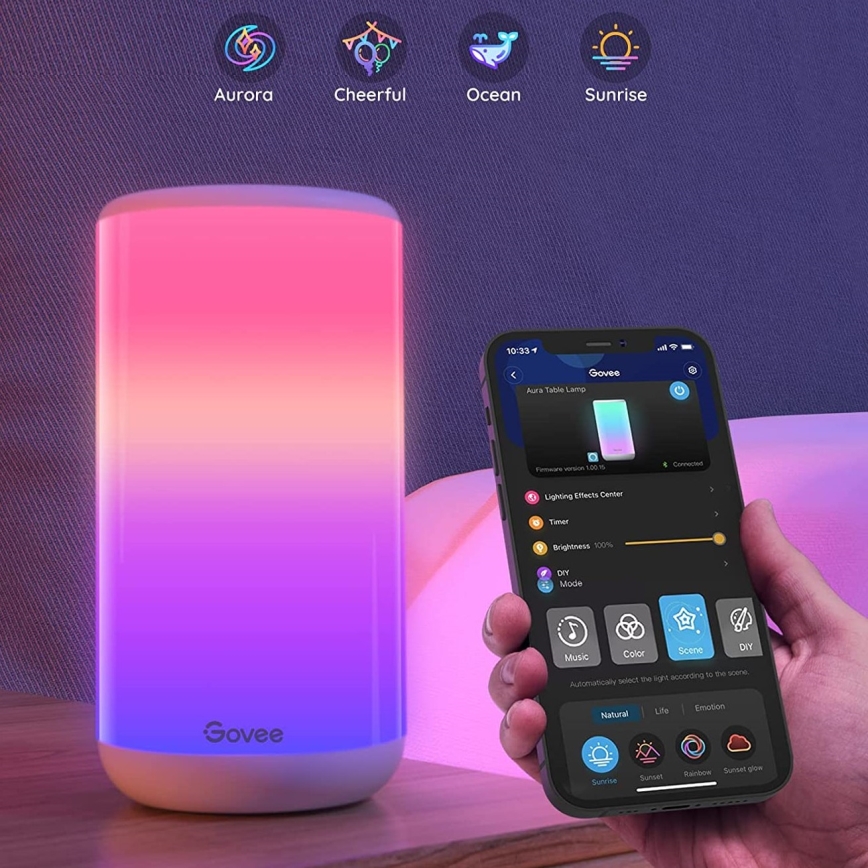 Govee - LED RGBIC Stmievateľná stolná lampa AURA 2 2200-6500K Wi-Fi Matter