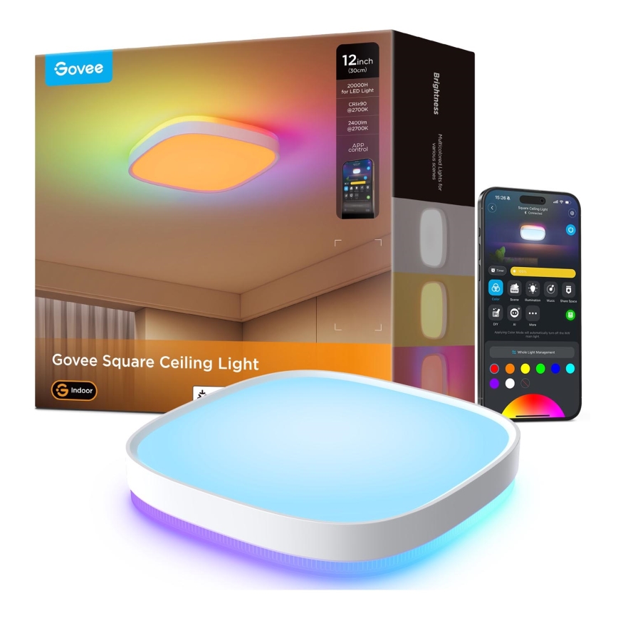 Govee - LED RGBIC Stmievateľné stropné svietidlo LED/24W/230V 2700-6500K Wi-Fi
