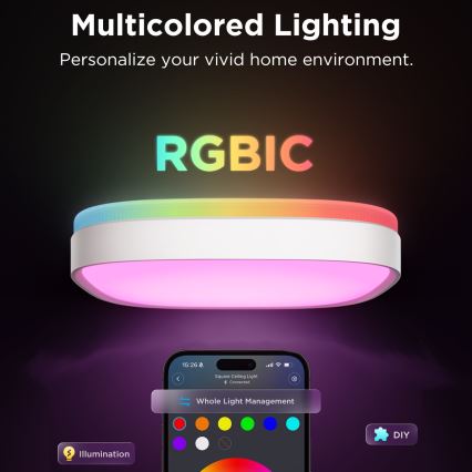 Govee - LED RGBIC Stmievateľné stropné svietidlo LED/24W/230V 2700-6500K Wi-Fi