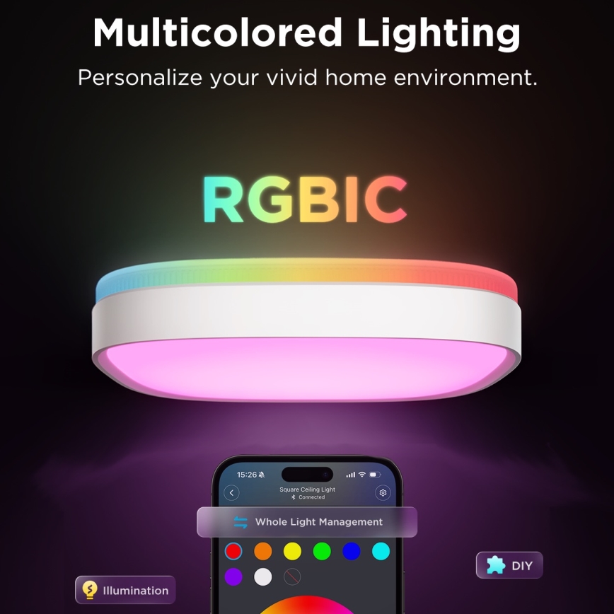 Govee - LED RGBIC Stmievateľné stropné svietidlo LED/24W/230V 2700-6500K Wi-Fi